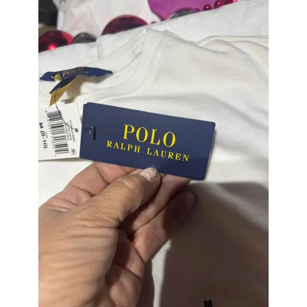 Ralph Lauren 8/10 cropped tied dyed arms red blue polo on back shoulder area nwt